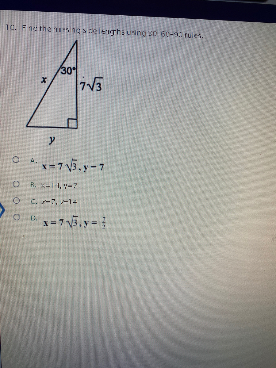 Answered 0 Find The Missing Side Lengths Using Bartleby