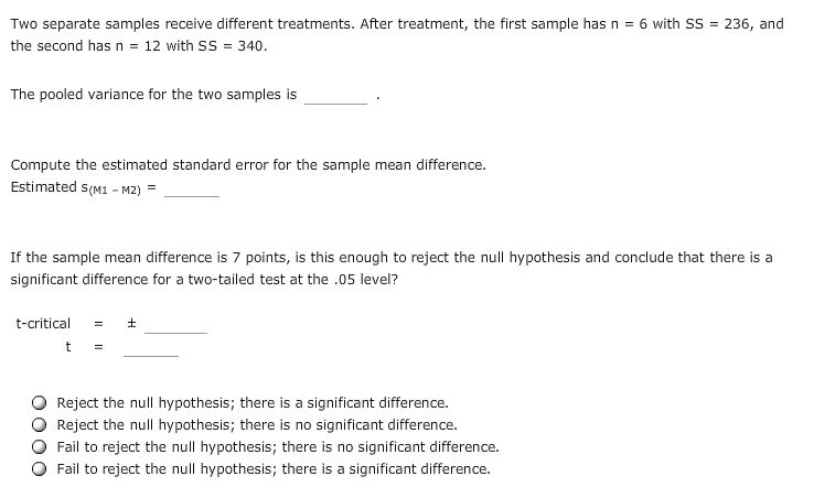 Answered Two Separate Samples Receive Different Bartleby