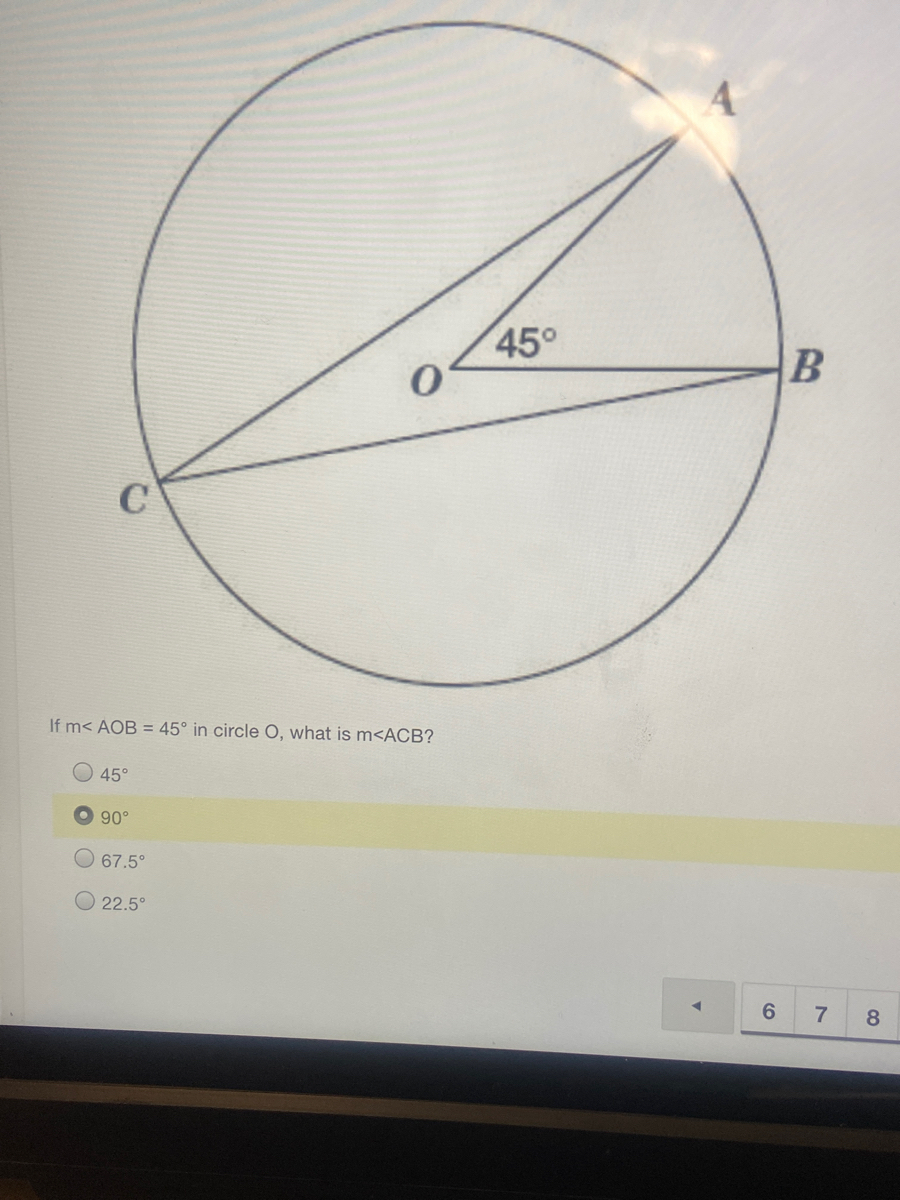 Answered If M Aob 45 In Circle O What Is M Bartleby