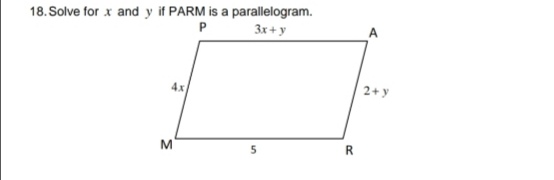 Answered: Solve for x and y if PARM is a… | bartleby