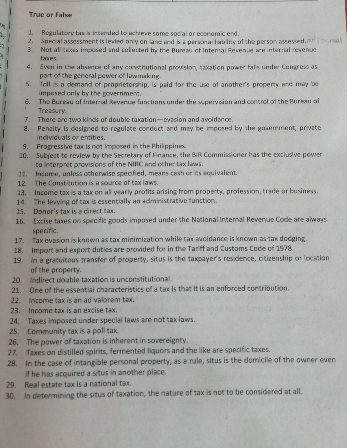 Answered: True or False 1. Regulatory tax is… | bartleby