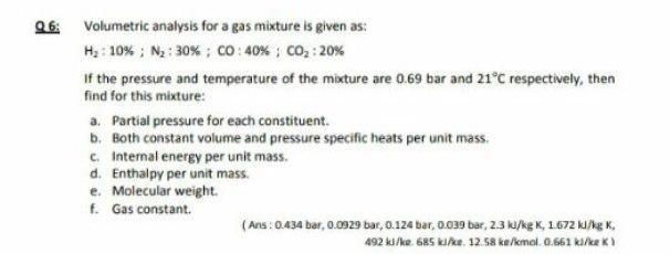 Answered Q6 Volumetric Analysis For A Gas Bartleby