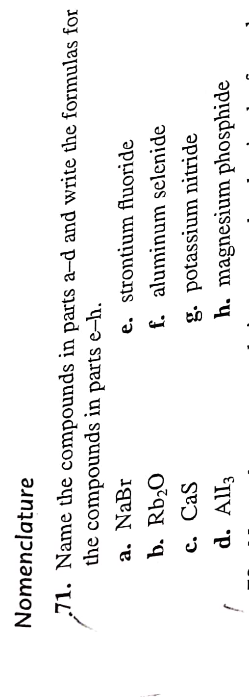 Answered Nomenclature 71 Name The Compounds In Bartleby