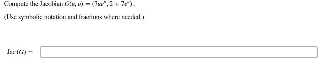 Answered Compute The Jacobian G U V 7ue 2 Bartleby