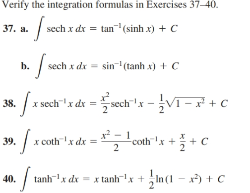 Answered Verify The Integration Formulas In Bartleby