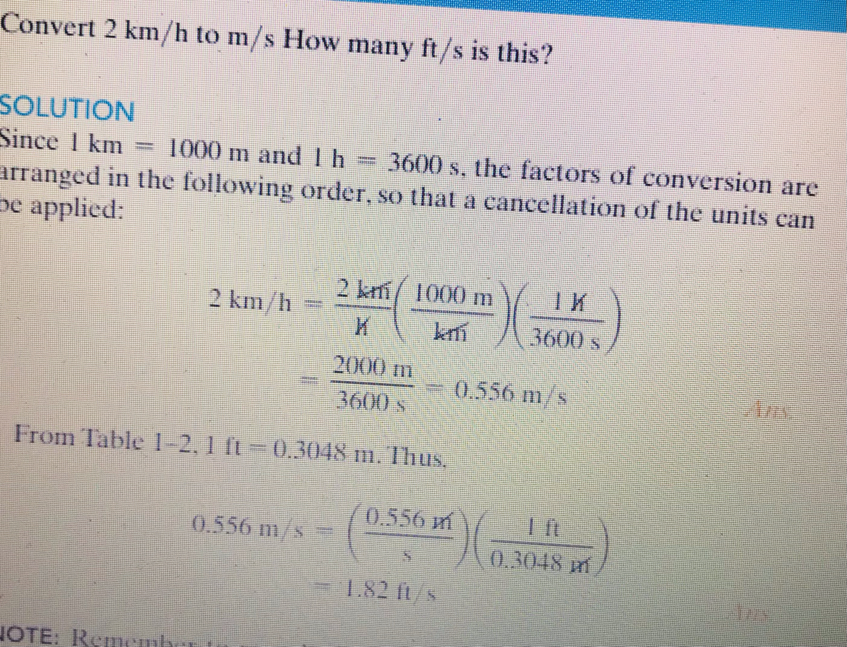 Answered Convert 2 Km H To M S How Many Ft S Is Bartleby