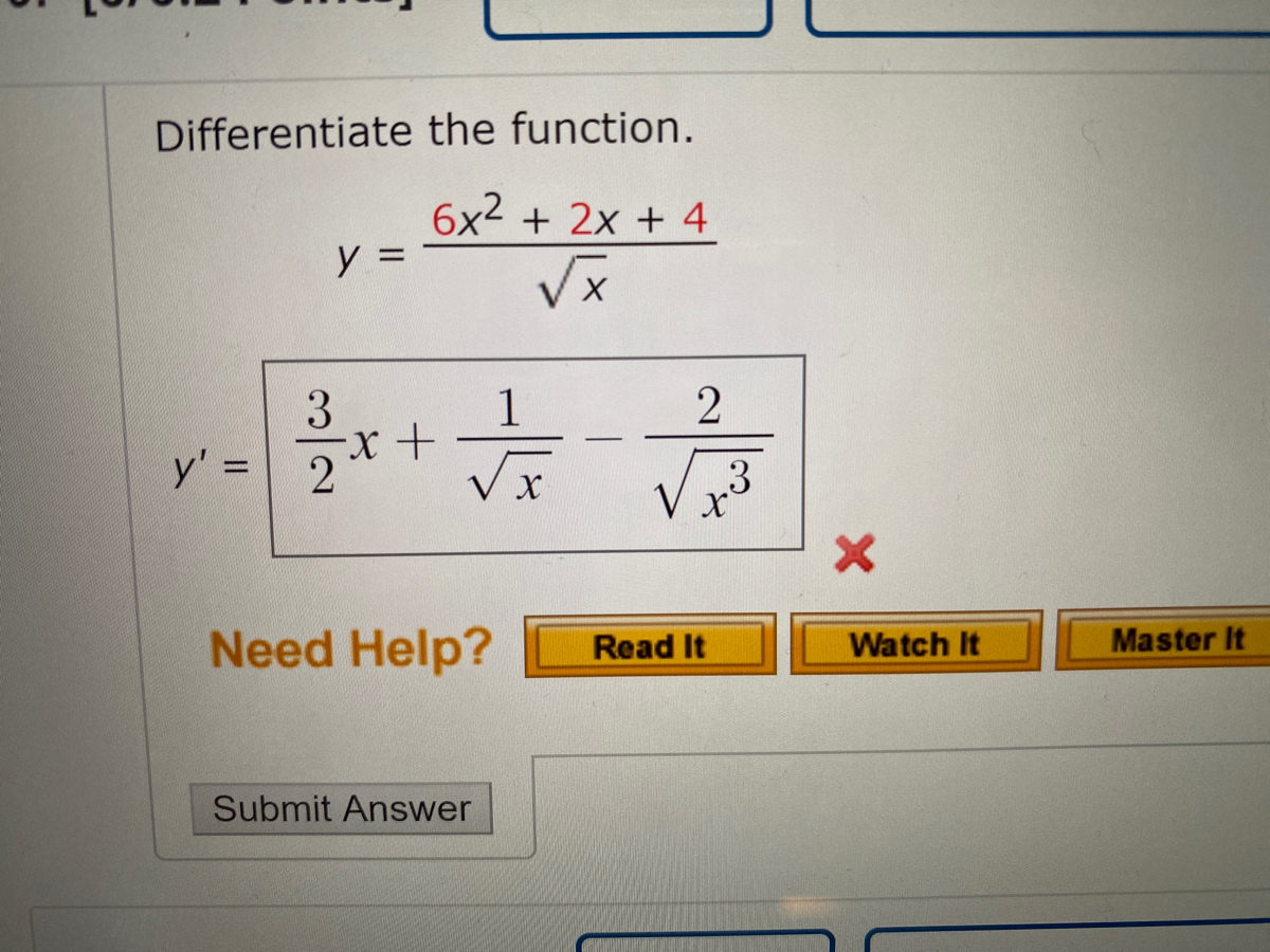 Answered Differentiate The Function 6x2 2x … Bartleby