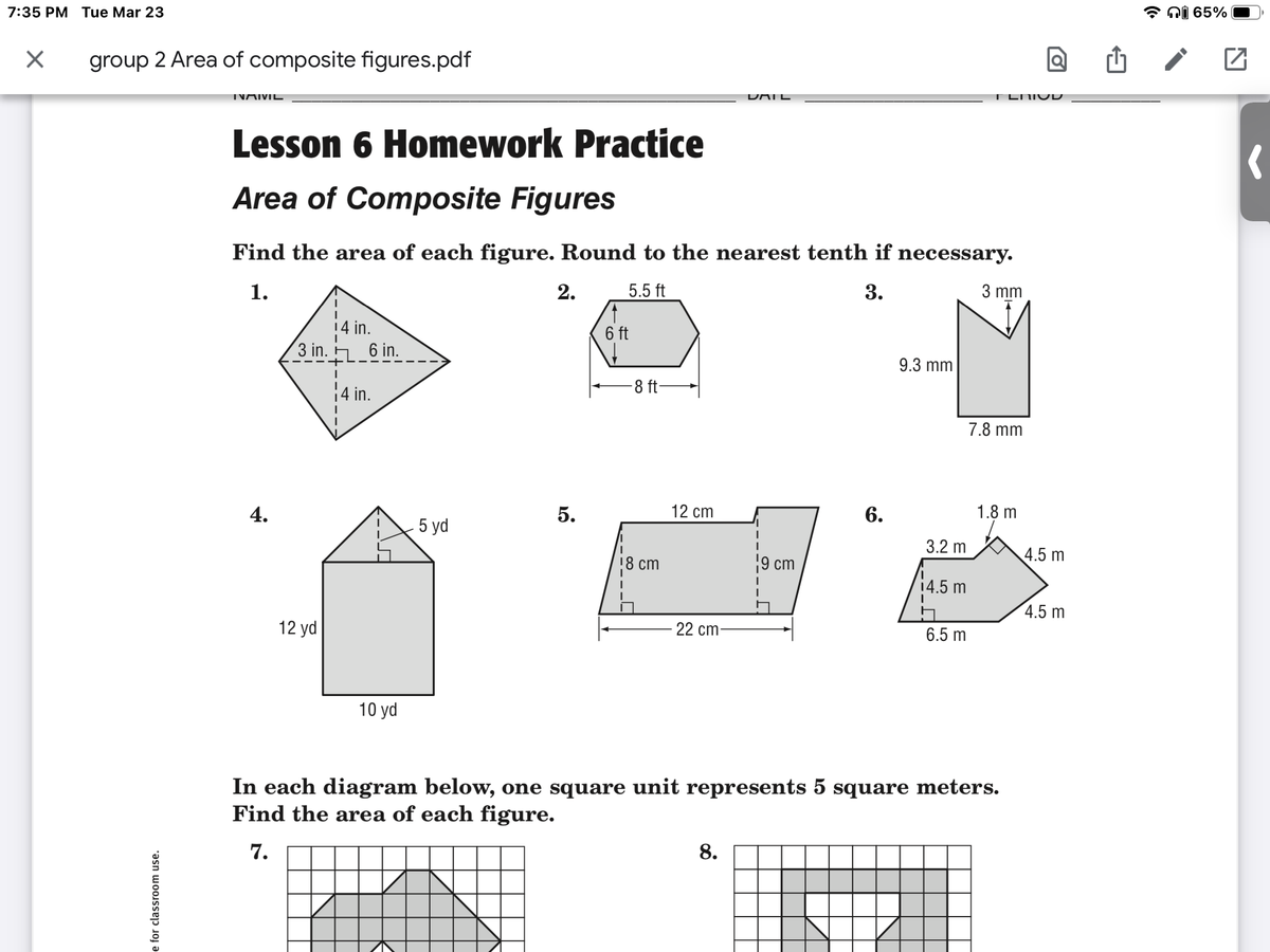 Answered Lesson 6 Homework Practice Area Of Bartle