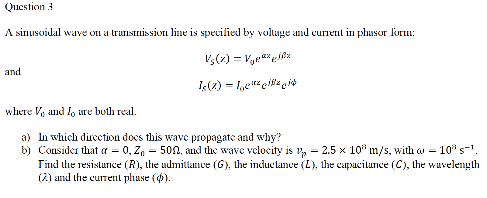 Answered A Sinusoidal Wave On A Transmission Bartleby