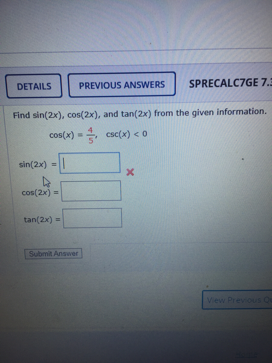 Answered Find Sin 2x Cos 2x And Tan 2x From Bartleby