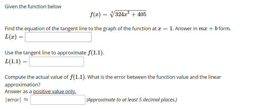 Answered Given The Function Below F X V324x Bartleby