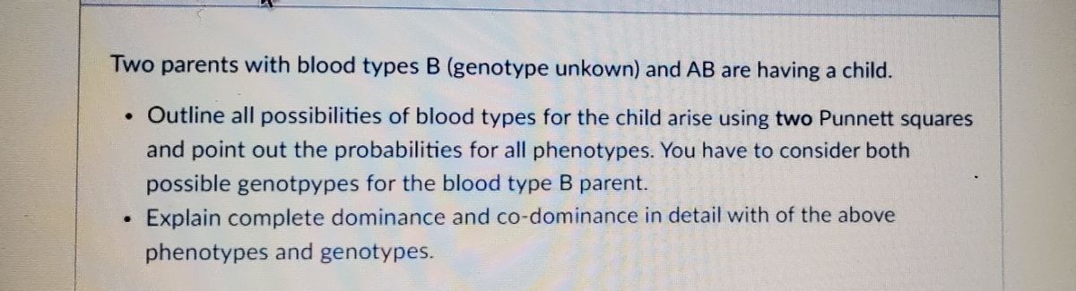 Answered: Two Parents With Blood Types B… | Bartleby