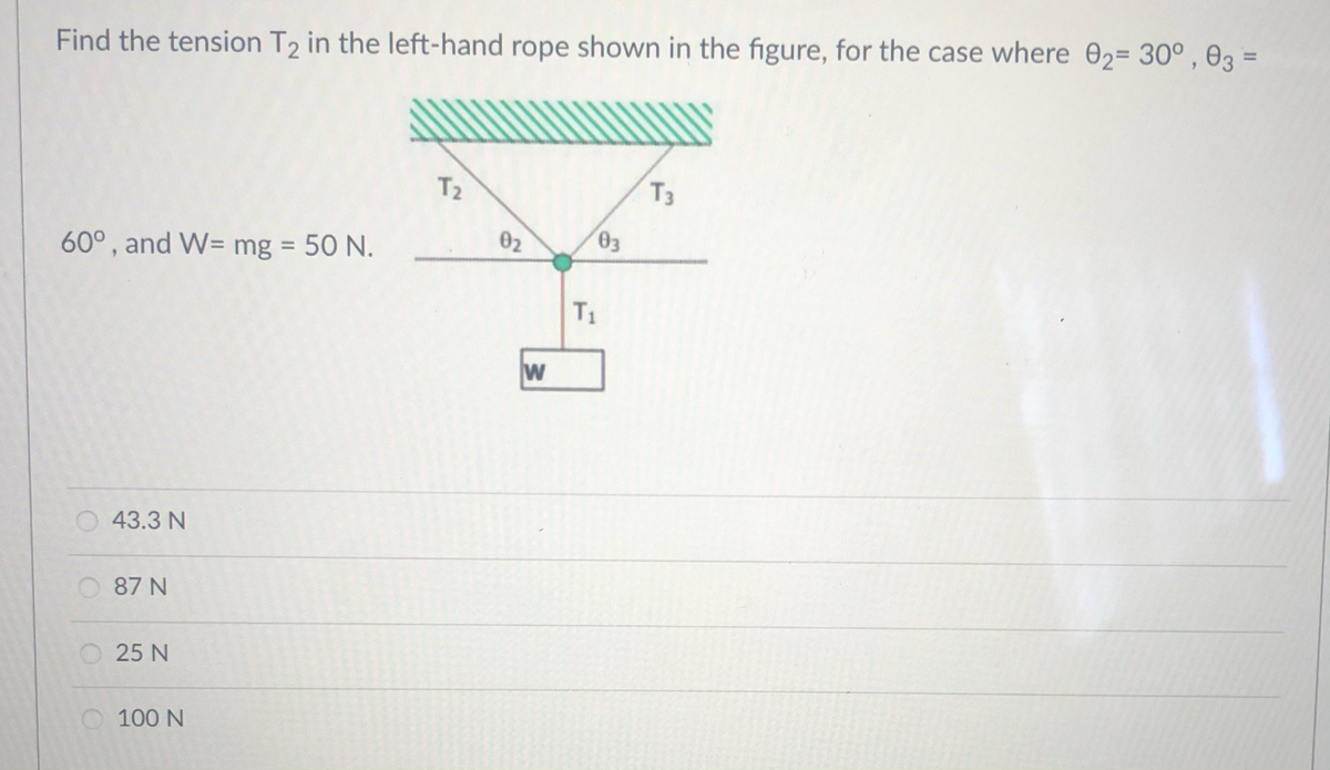 Answered Find The Tension T2 In The Left Hand Bartleby