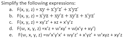 Answered Simplify The Following Expressions A Bartleby