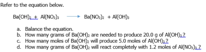 Answered: Refer to the equation below. Ba(OH)2.t… | bartleby