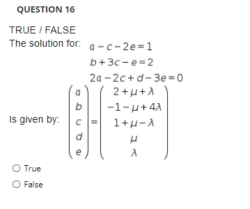 Answered True False The Solution For A C 2e 1 Bartleby
