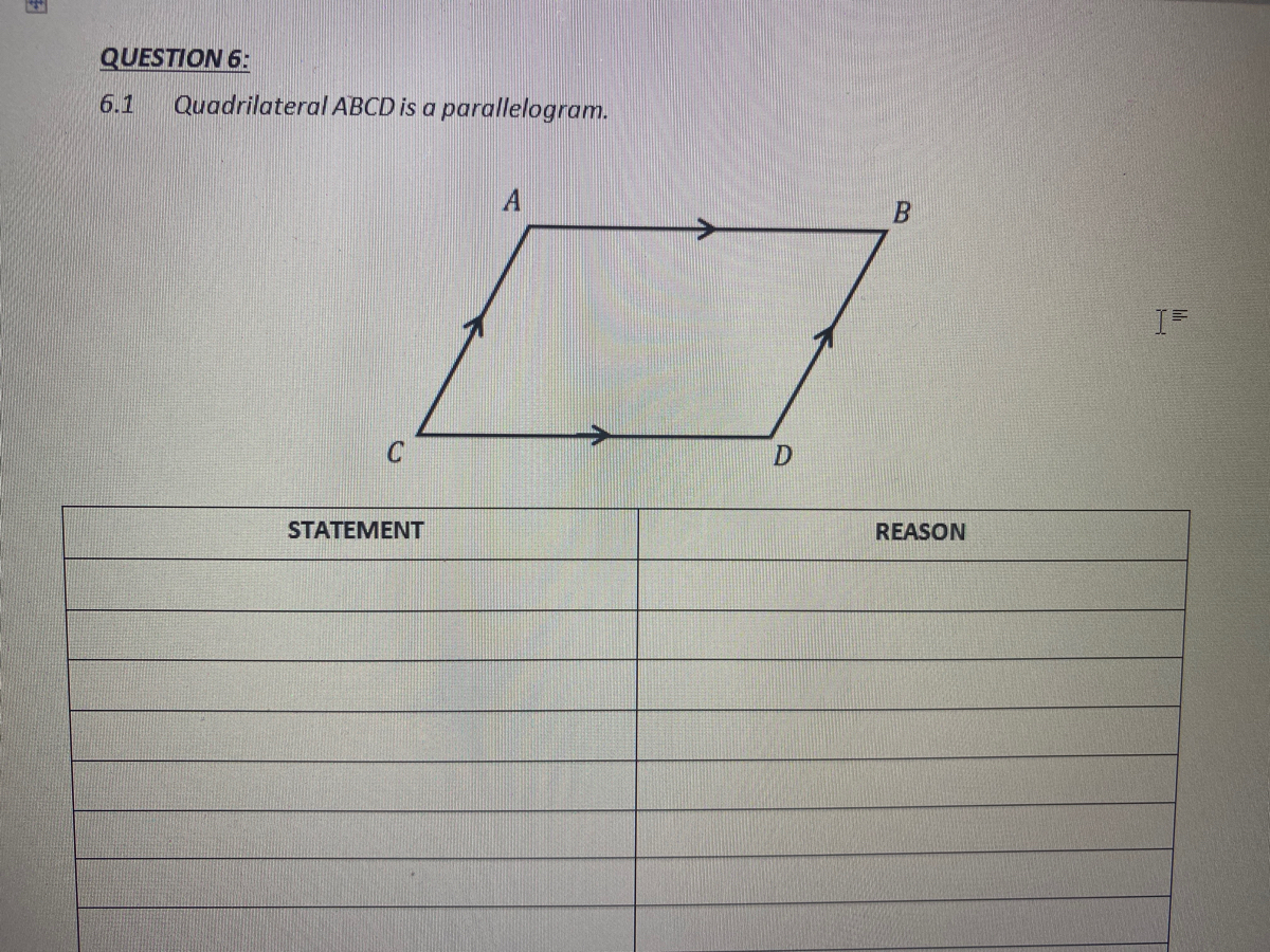 Answered: 6.1 Quadrilateral ABCD is a… | bartleby