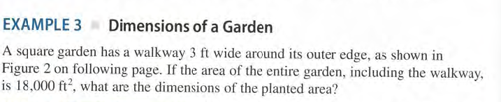 Answered: EXAMPLE 3 Dimensions of a Garden A… | bartleby