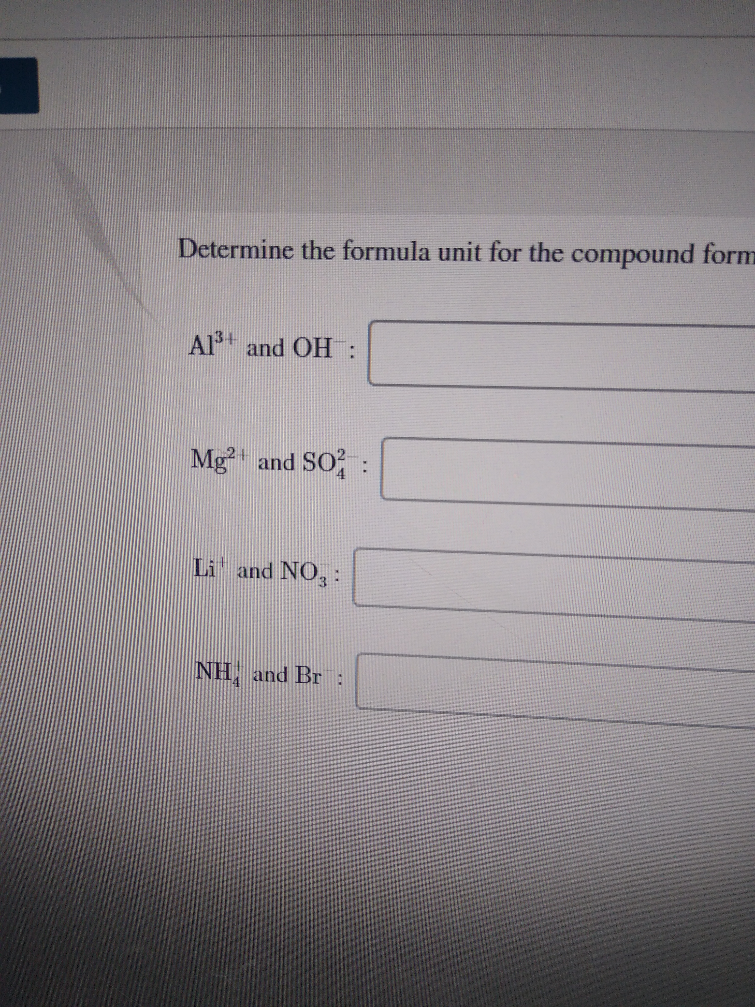 Answered Determine The Formula Unit For The Bartleby