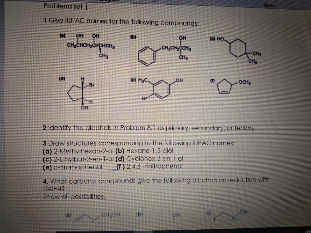 Answered 1 Give Iupac Names For The Following Bartleby