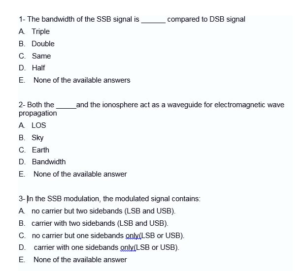 Answered 1 The Bandwidth Of The Ssb Signal Is Bartleby