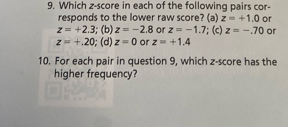 Answered 9 Which Z Score In Each Of The Bartleby