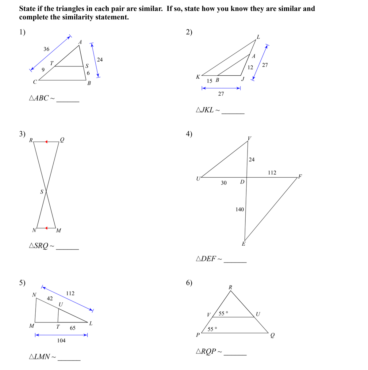 Answered: State if the triangles in each pair are… | bartleby