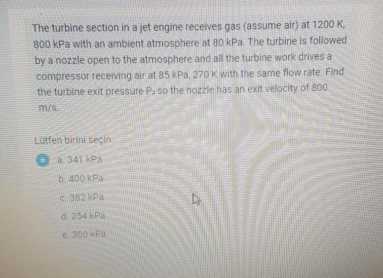Answered The Turbine Section In A Jet Engine Bartleby