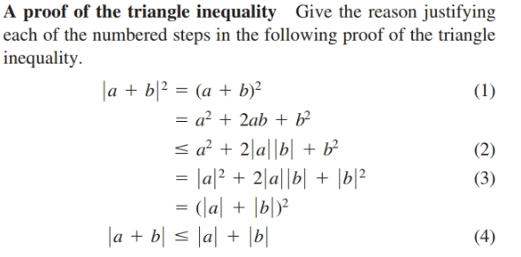 Answered: A Proof Of The Triangle Inequality Give… | Bartleby