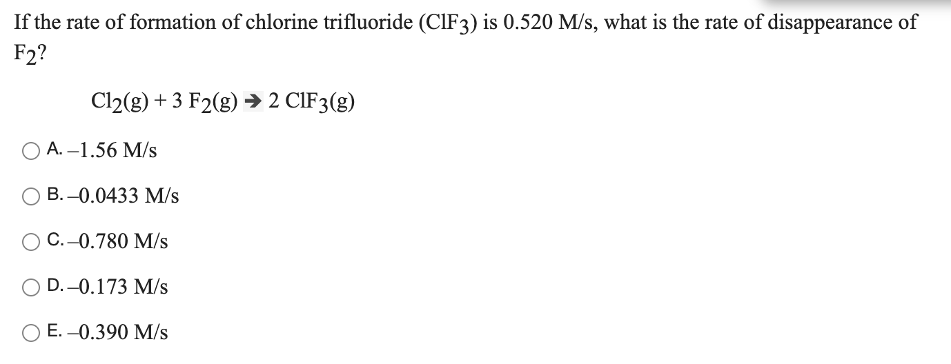 Answered If The Rate Of Formation Of Chlorine Bartleby