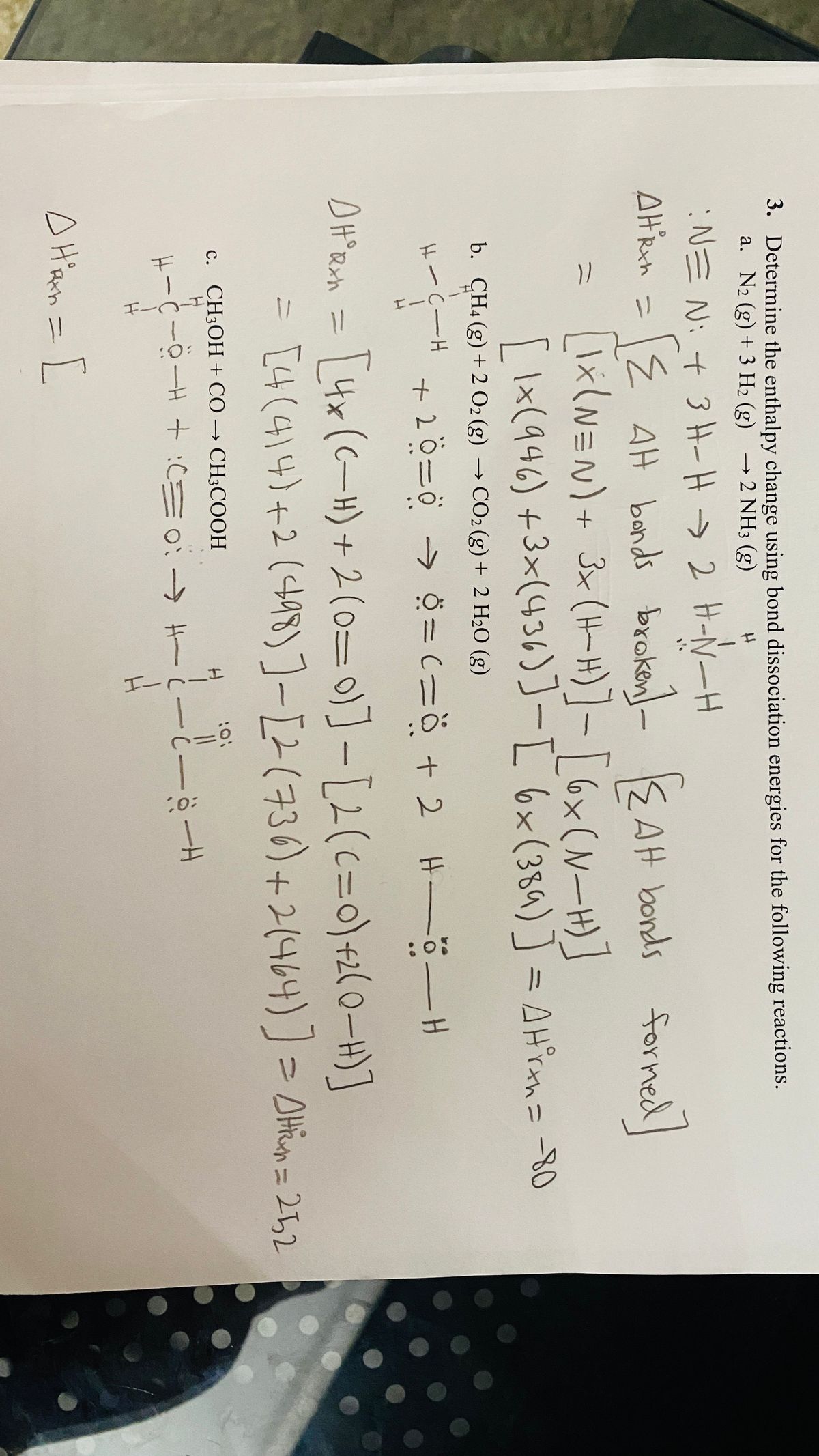 Answered 3 Determine The Enthalpy Change Using Bartleby