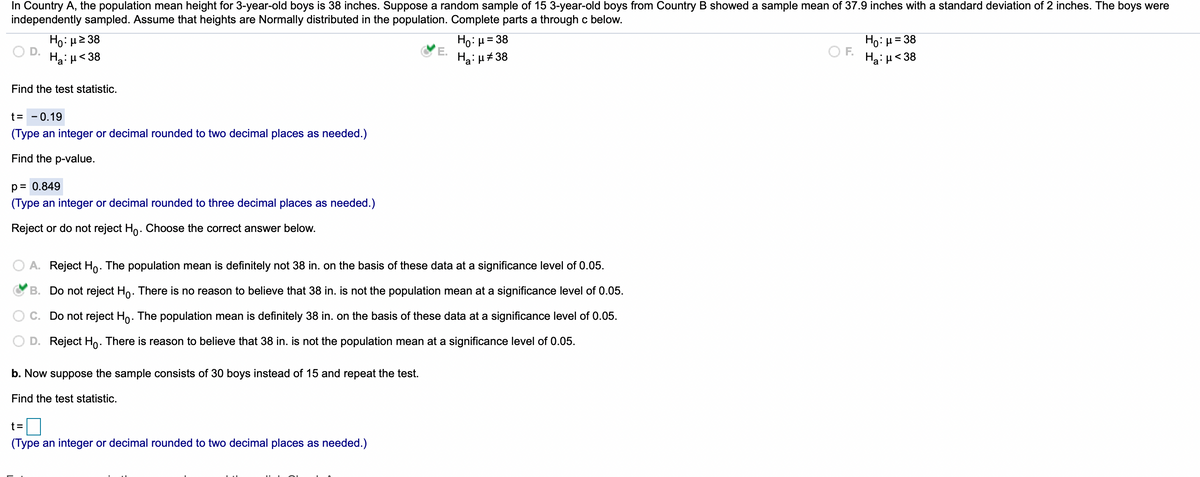 Answered Country A The Population Mean Height Bartleby