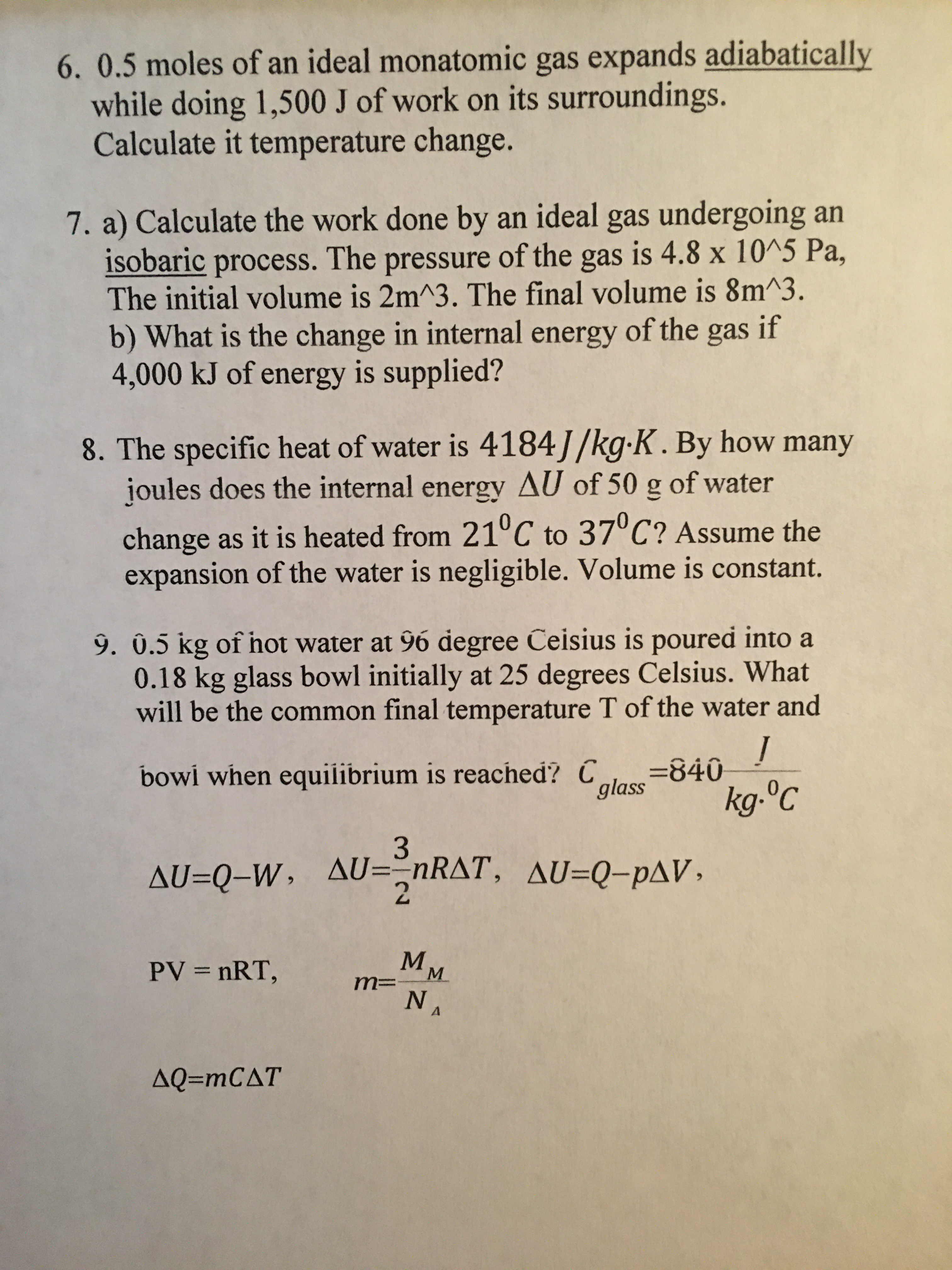 Answered 8 The Specific Heat Of Water Is Bartleby