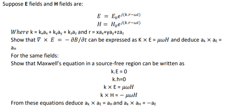 Answered Suppose E Fields And H Fields Are E Bartleby