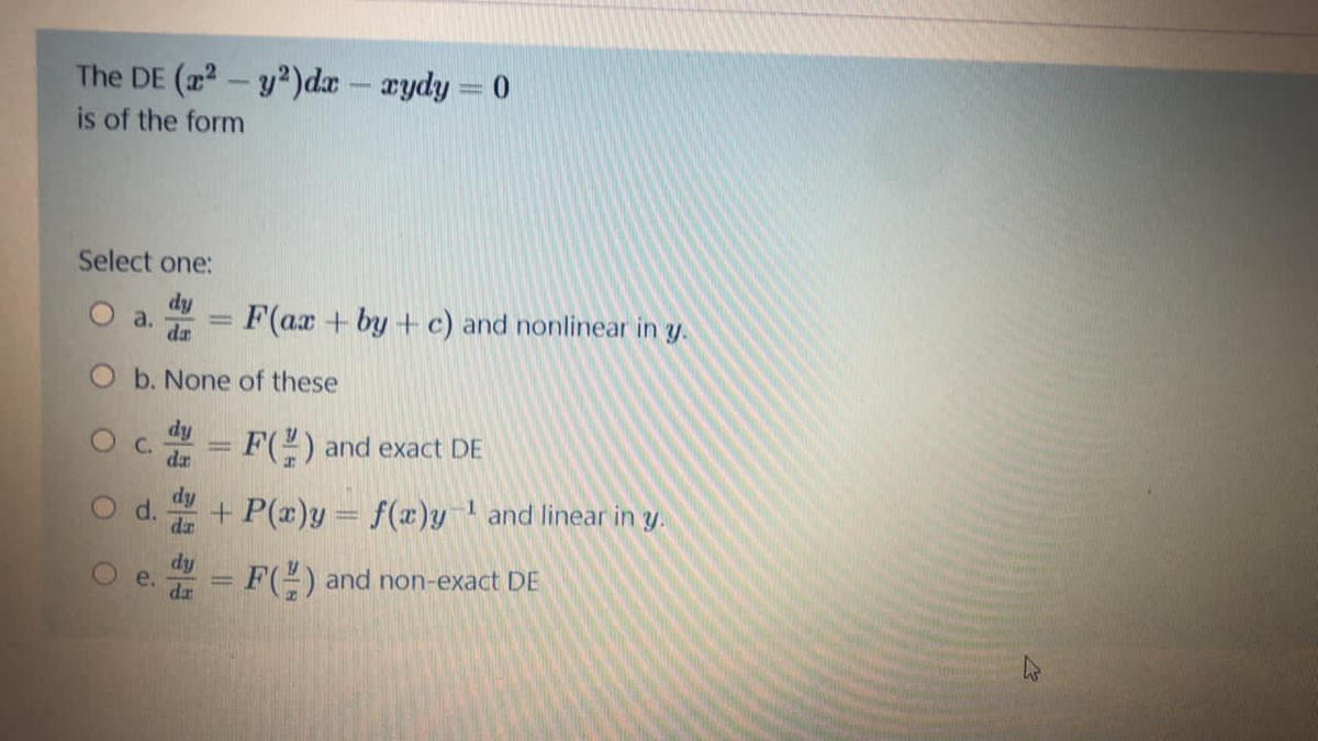 Answered The De 2 Y Dae Aydy 0 Is Of The Form Bartleby