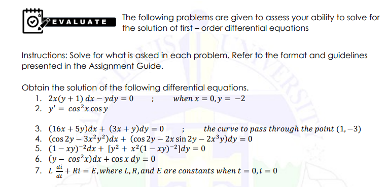 Answered 1 2x Y 1 Dx Ydy 0 When X 0 Y Bartleby