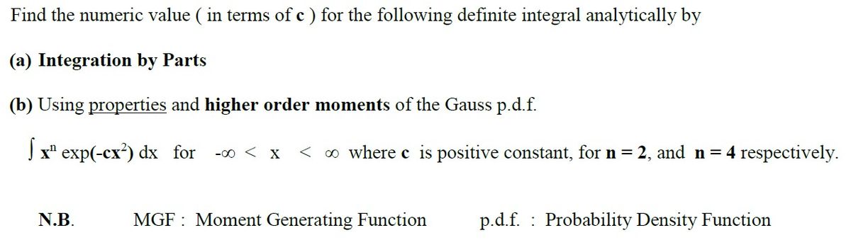 Answered Find The Numeric Value In Terms Of C Bartleby