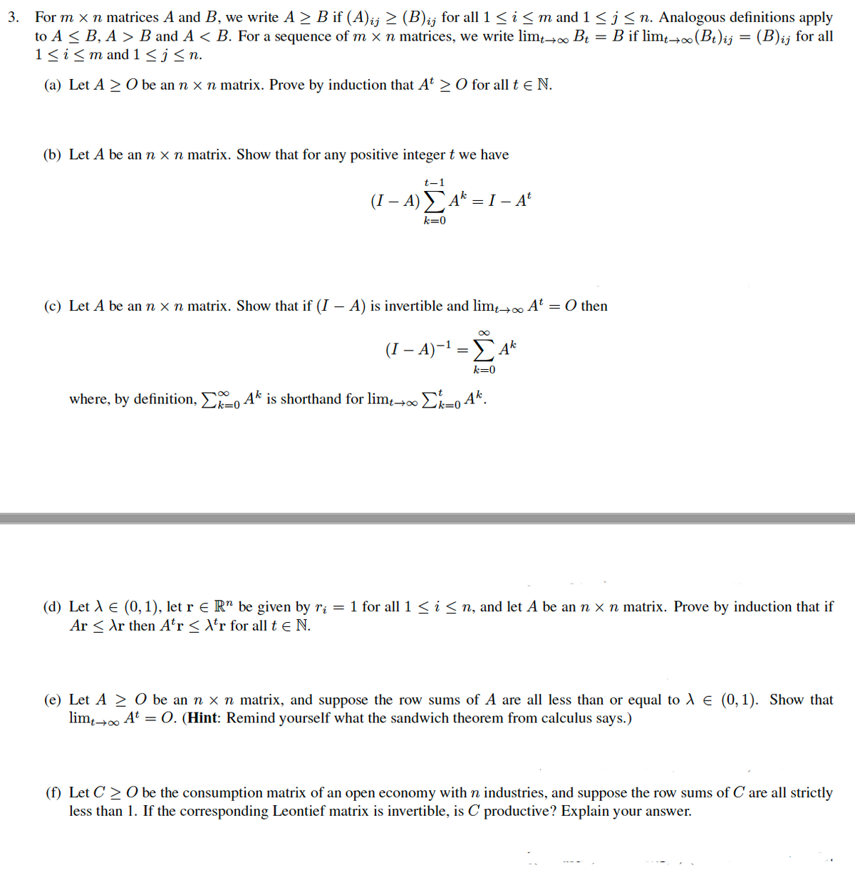 Answered B Let A Be An N N Matrix Show That Bartleby