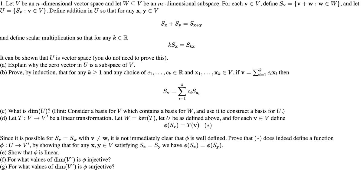 Answered 1 Let V Be Ann Dimensional Vector Bartleby