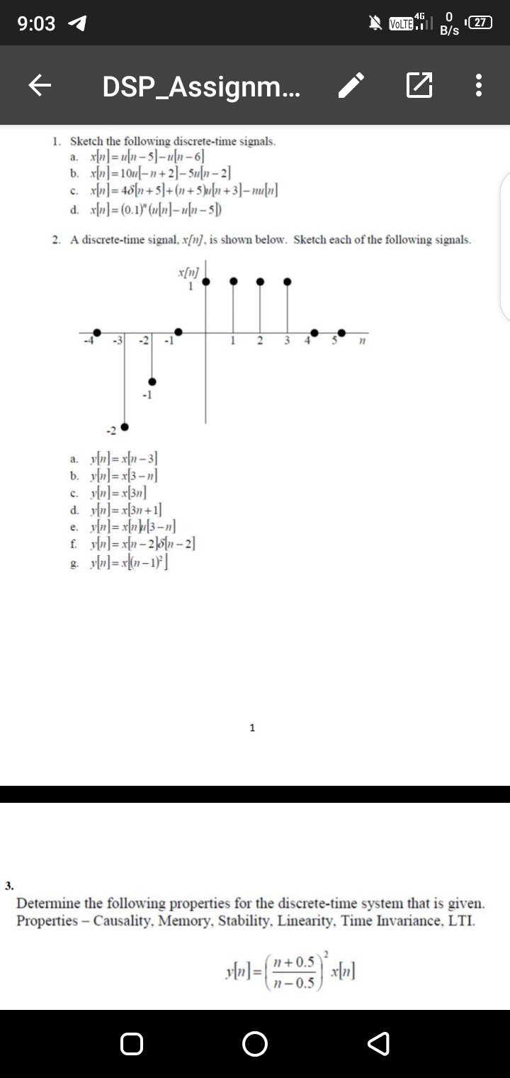 Answered 1 Sketch The Following Discrete Time Bartleby