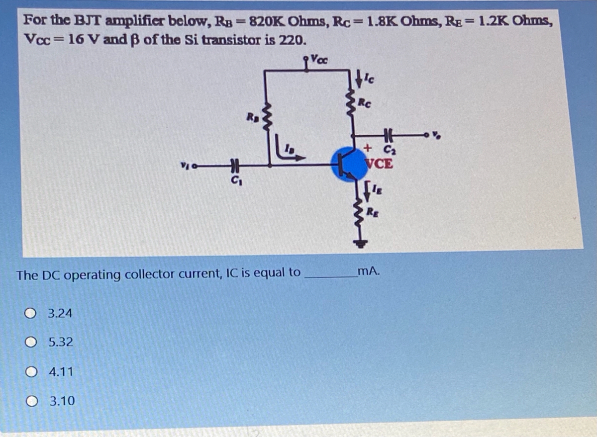 Answered For The Bjt Amplifier Below Rb 0k Bartleby