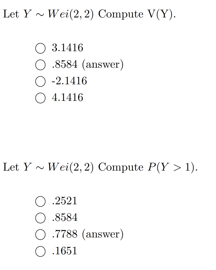 Answered Let Y Wei 2 2 Compute V Y O 3 1416 Bartleby