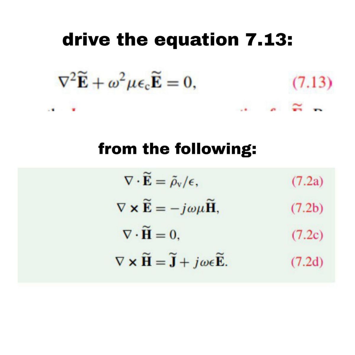 Answered Drive The Equation 7 13 V ẽ W µe ẽ Bartleby