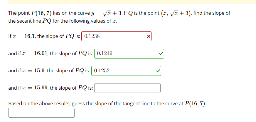 Answered The Point P 16 7 Lies On The Curve Y Bartleby