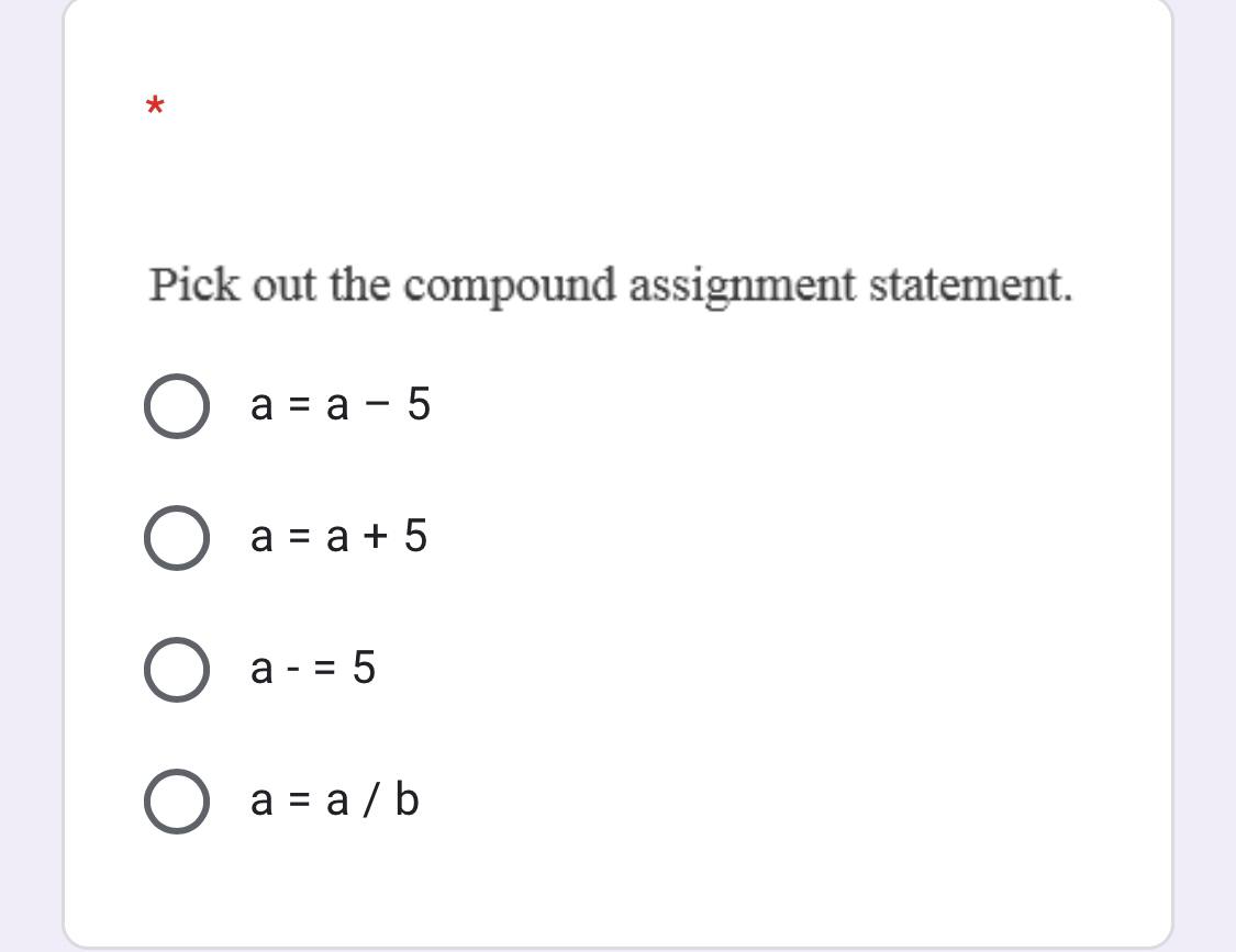 example of compound assignment statement
