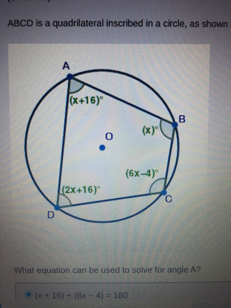 Answered Abcd Is A Quadrilateral Inscribed In A Bartleby 2822