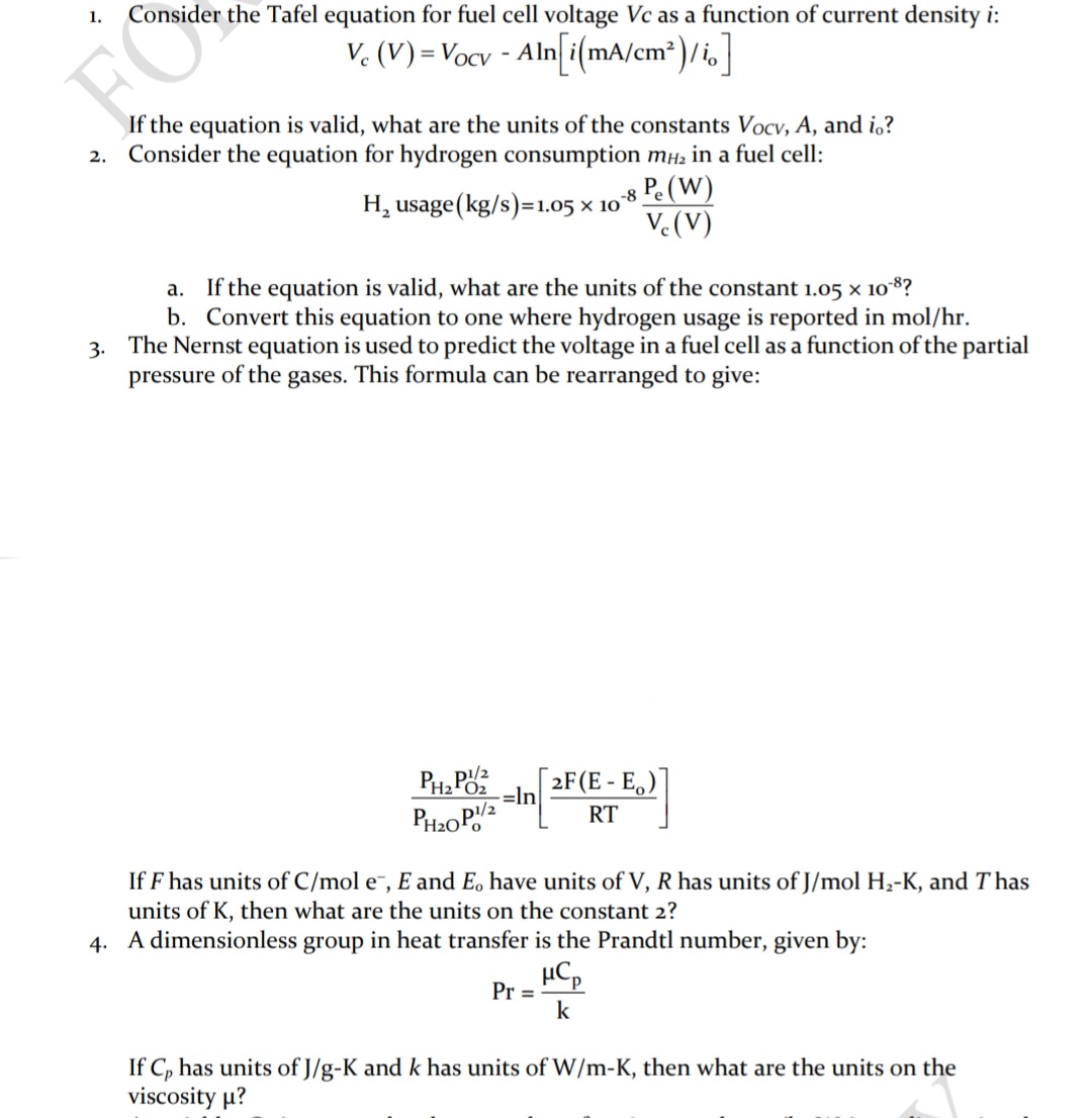 Answered Consider The Tafel Equation For Fuel Bartleby