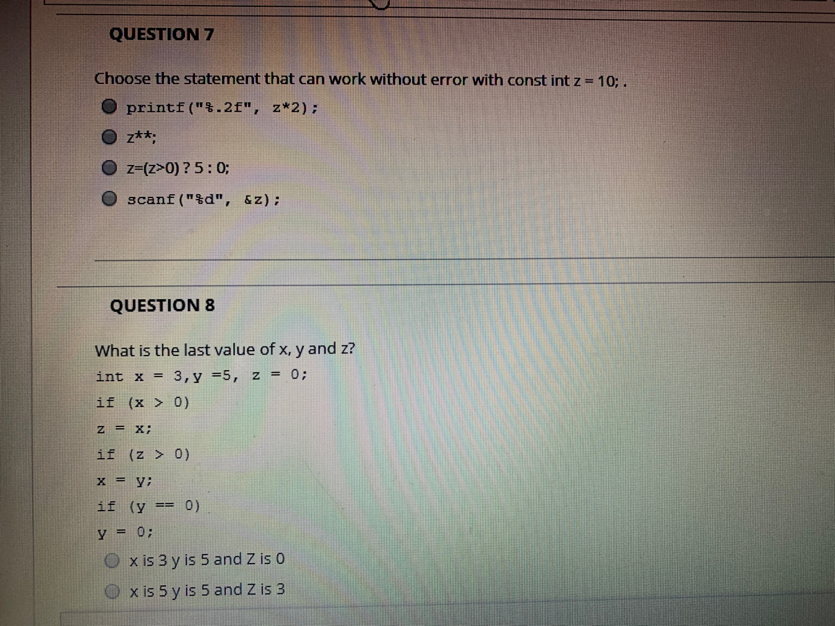 Answered What Is The Last Value Of X Y And Z Bartleby