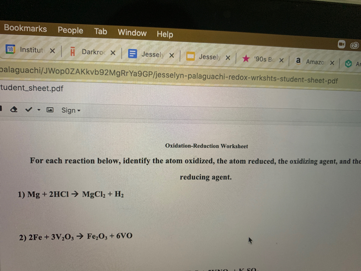 Answered Oxidation Reduction Worksheet For Each Bartleby