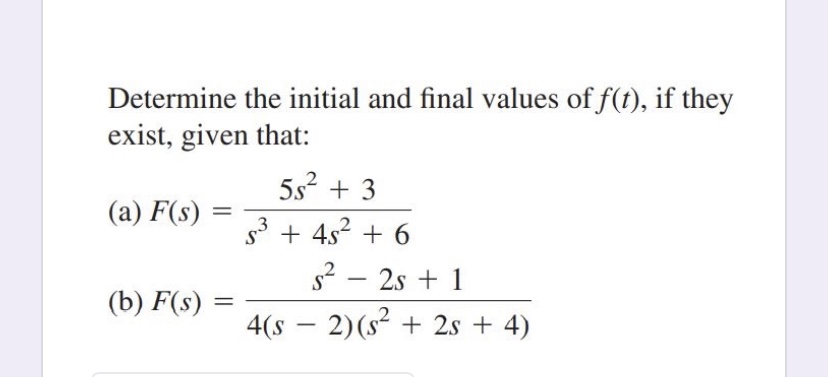 Answered: Determine the initial and final values… | bartleby